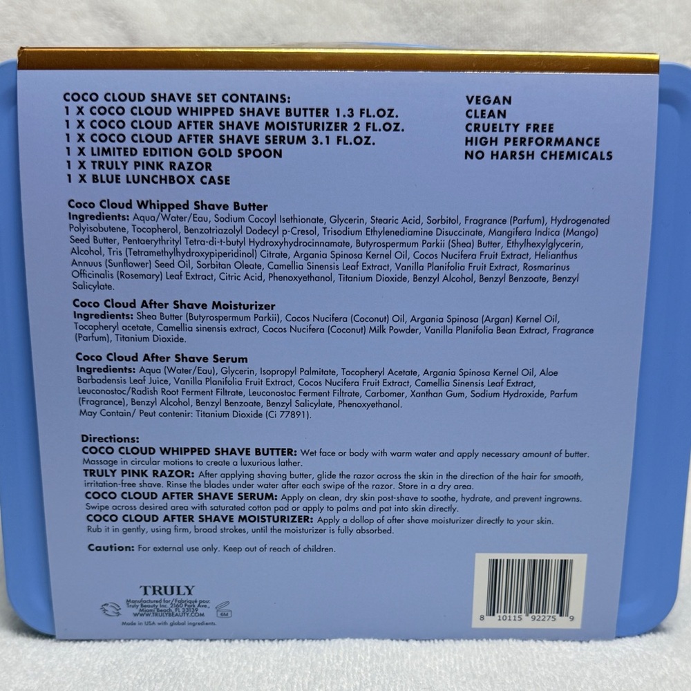 TRULY World Famous Shave Routine-Coco Cloud Shave Set With Case - NEW! - Picture 3 of 5